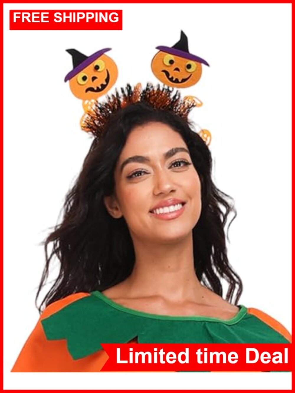 Women's Pumpkin Halloween Costume Set with Headband and Socks - Picture 3 of 5